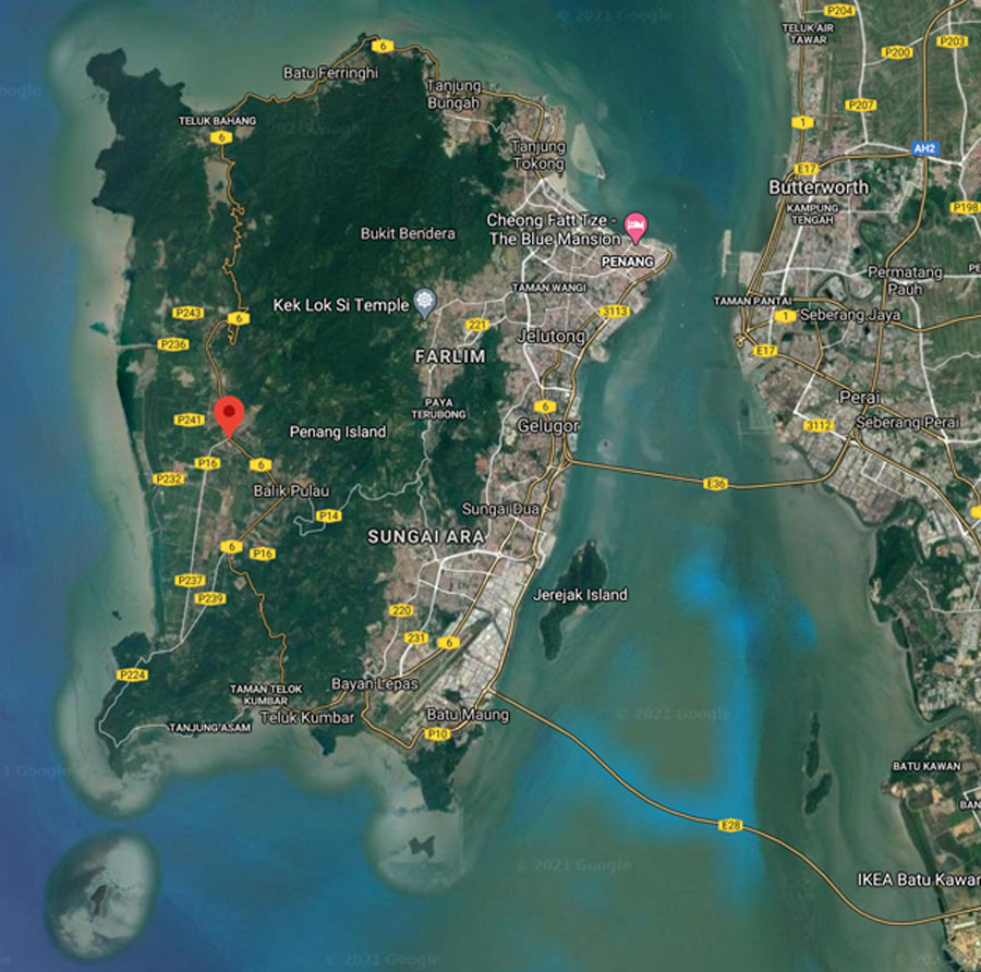 Penang map with property location